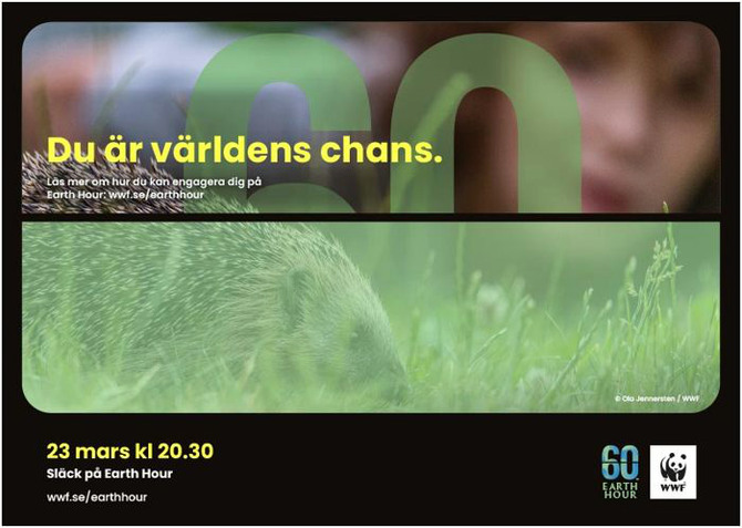 kampanjbild från WWF för Earth Hour under temat du är världens chans