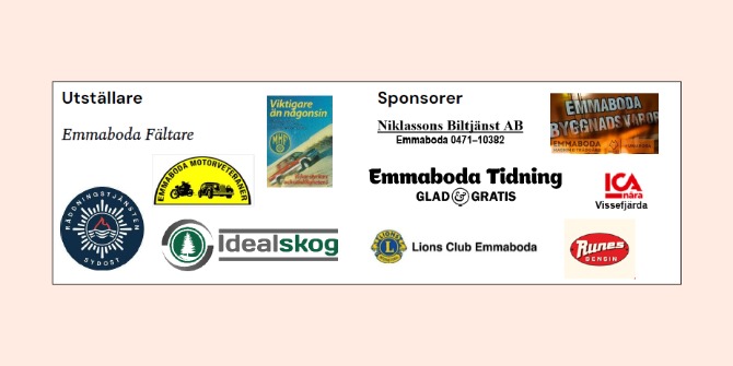 Logotyper för utställare och sponsorer på motordagen