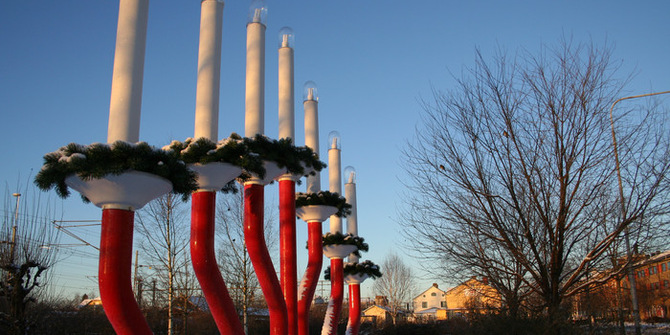 Adventsljusstake i Emmaboda järnvägspark