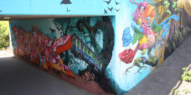 Grafitimålning vid en tunnel