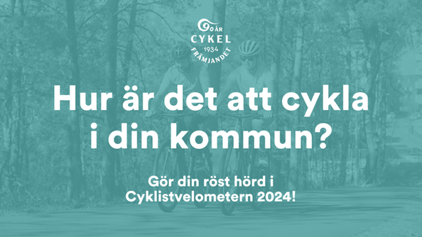Bakgrundbild med cyklistister och texten Hur är det att cykla i din kommun i fronten