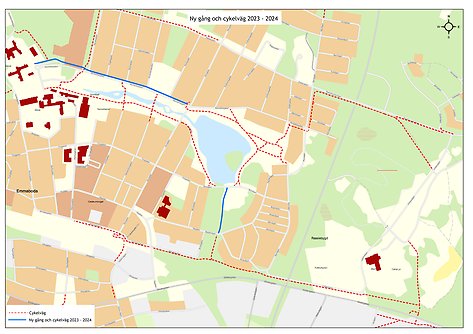 Karta nytt gång- och cykelstråk